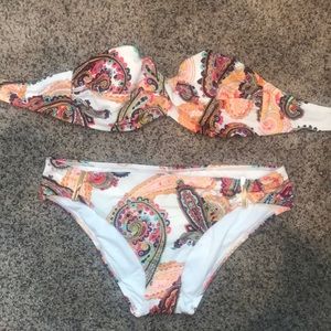 Victoria Secret White Paisley Strapless Bikini Set